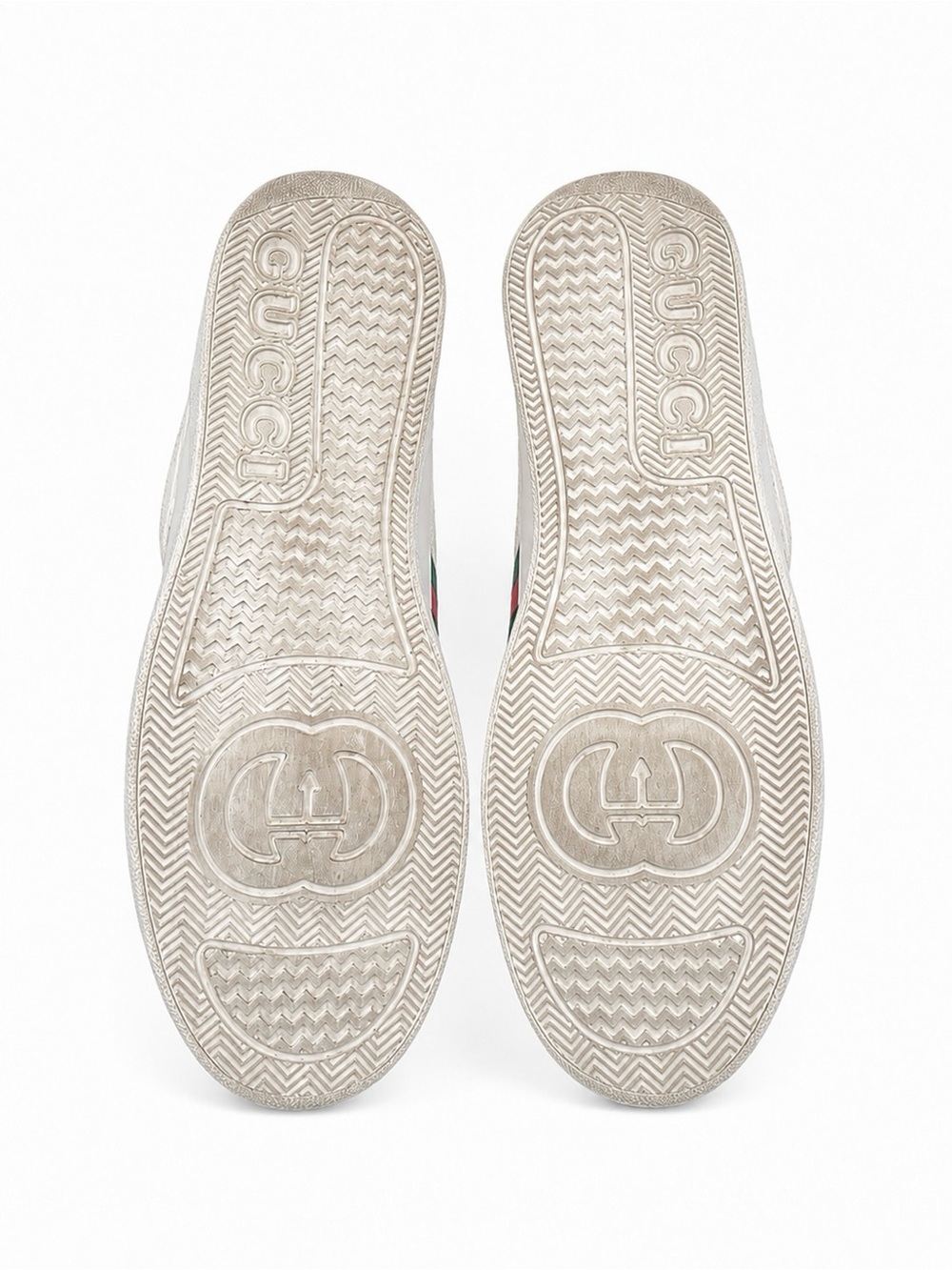 Gucci White Leather Platform Sneaker with Green and Red Web and Blue Heel - Picture 9 of 13